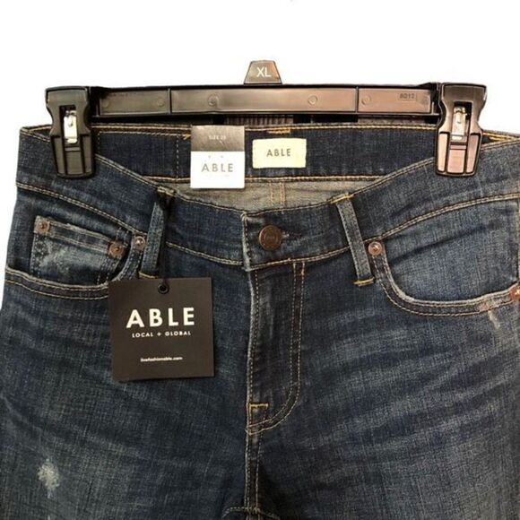 ABLE Womens Jeans The Skinny Aracelly 25 Distressed Leg Mid Rise - Picture 4 of 9